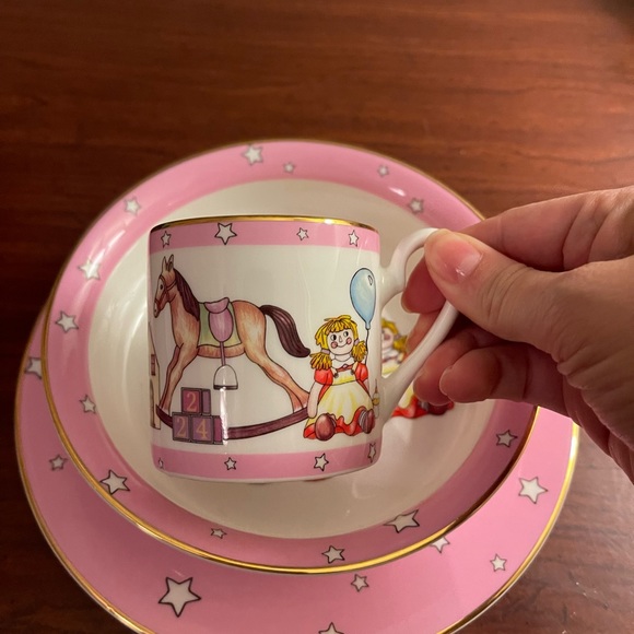 Halcyon Days Nursery Baby Girl 3-Piece Dining Set Fine Bone English China HTF - Picture 3 of 8